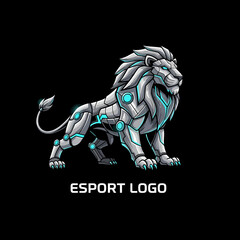 Robotic Lion Mascot Logo for Esports Teams and Gaming Brands