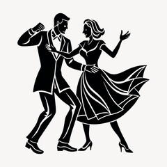 Couple are dancing silhouette vector