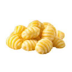 Pile Of Fresh Gnocchi Pasta With Distinct Ridges Beautifully Illuminated Against A White Backdrop