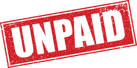 Red Unpaid Rubber Stamp Word Text Written in Reverse Grunge Button Vector in Sharp Border, Vintage, Transparent Background, Svg, Png