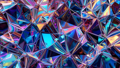 Colorful Abstract Geometric Pattern with Reflective Surfaces and Light
