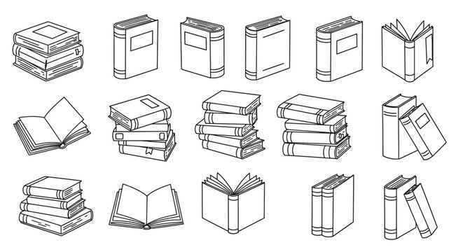 Naklejki Classic literature books vector illustration for libraries and educational design in line art style