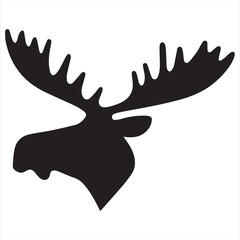 Fototapeta premium Minimal Moose Logo Design, Silhouette Style Vector Graphic, Clean and Modern Minimalist Moose Icon for Wildlife Branding, Outdoor Adventure, Nature-Based Business, and Rustic Logo Projects 
