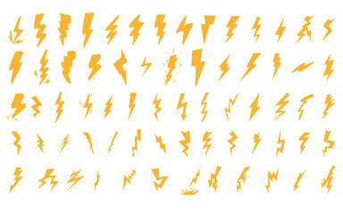 Pack thunder Lightning icons with various shapes collection