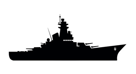 Fototapeta premium Silhouette of naval battleship vector illustration for military poster design