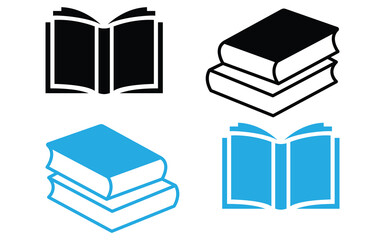 Book flat icon set. Open book symbol . Book icon set. open book icon. ebook icon vector. education logo.Book vector illustration icon set