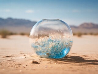 Glass bowl on the desert