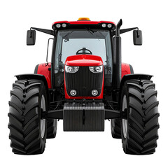 3D red tractor icon isolated on transparent background. PNG