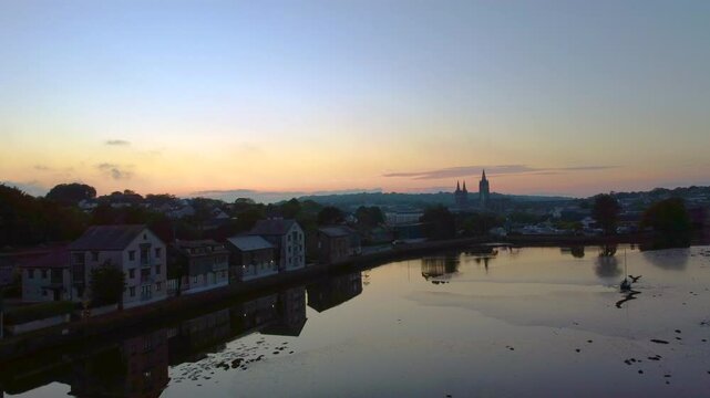 Aerial view of Truro Cornwall UK. Along the Truro river 
