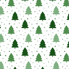 Fototapeta premium Seamless pattern with Christmas tree.Repeat pattern with green pine trees isolated on white background.Vector graphic illustration background wallpaper.