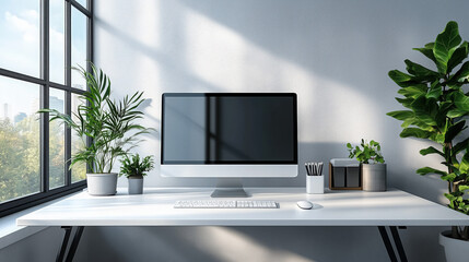 Fototapeta premium an office workspace with modern minimalist