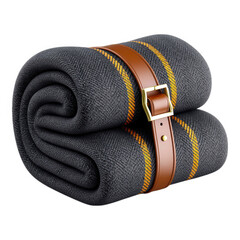 Cozy Gray Blanket with Leather Strap for Home Decor and Camping Use, Ideal for Warmth and Comfort