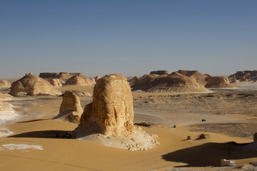 The characteristic rock formations of the Desert of Obstacles in Egypt