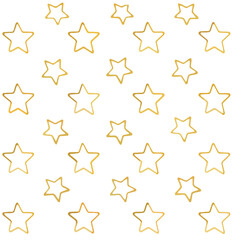 Golden Starburst Scattered on White Pattern

