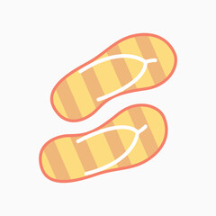 two pairs of flip flops flat icon isolated on white