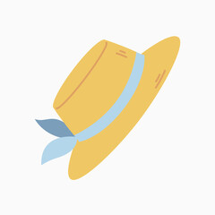 straw hat flat icon isolated on white