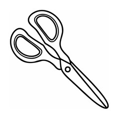 Black and white line art scissors on white background