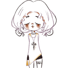 Calm pastel girl with headphones – digital watercolor art   