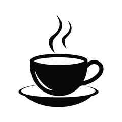 Hot coffee or tea beverage in a cup, a perfect morning breakfast drink illustration tea cup silhouette icon vector illustration