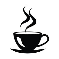 Hot coffee cup vector icon with steam, perfect for cafe or breakfast designs tea cup silhouette icon vector illustration
