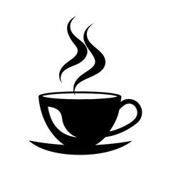 Hot coffee cup vector icon with steam, perfect for cafe or breakfast designs tea cup silhouette icon vector illustration