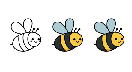 Cute bee evolution vector illustration for children's design and learning with flat style