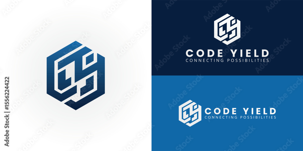 Fototapete modern cy initial logo for software development features an interconnected hexagonal design that sym