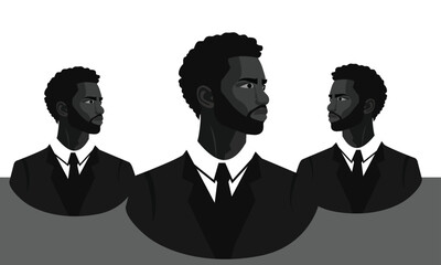 Professional Black Man Illustration Set – Business Attire Vector in Stylish Flat Design, African American" / "Black Man