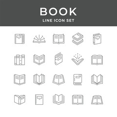 Book Line Icon Set – Reading, Library, Literature, Education, Study, Open, Stack, Minimal Vector Collection