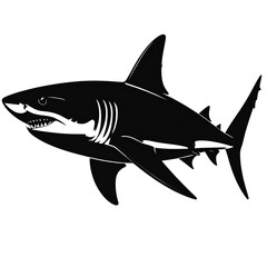 Obraz premium Shark Silhouette in Dynamic Swimming Pose, isolated on a transparent background