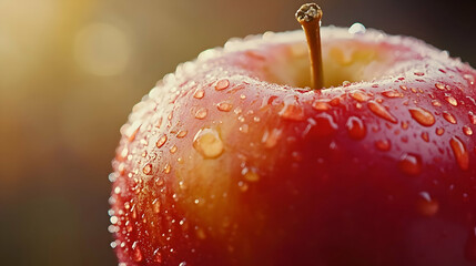 Dewy Red Apple Close-Up