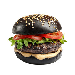 hamburger on black background
