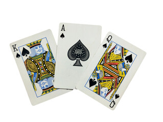 playing cards scattered on a isolated on white background