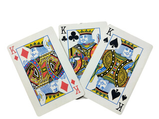 playing cards scattered on a isolated on white background