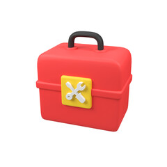 Red Toolbox isolated 3d render icon illustration