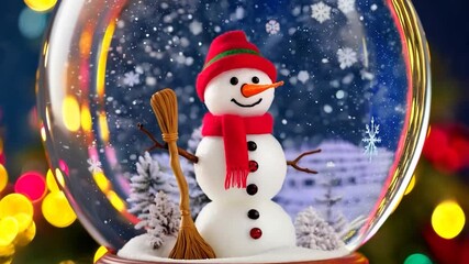 Christmas snow globe with snowman - Powered by Adobe