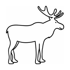Black outline moose illustration on white background