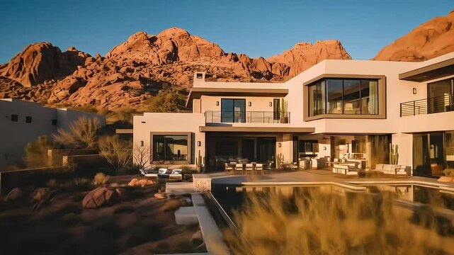 Modern Desert House Pool Sunset Architecture Luxury Real Estate