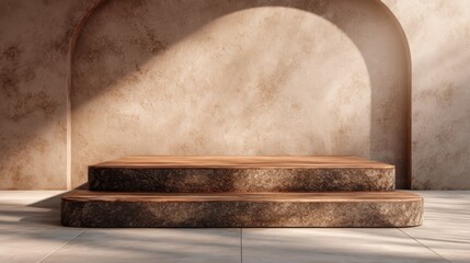 An empty podium with a ramp, representing accessible opportunity for all. A powerful, minimalist concept for illustrating inclusivity and accessible communication.