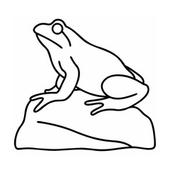 Frog on a Rock One Line Art Illustration amphibian