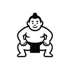 お相撲さんの線画アイコン、イラスト、素材、背景なし