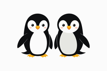 penguins on the white background