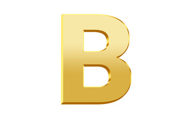 Uppercase letter B with 3d gold effect