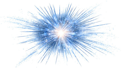 Colorful explosion of fireworks in radial burst pattern, isolated on white background