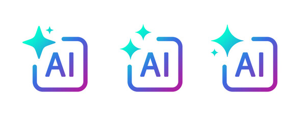 AI generated button and AI icon. Artificial intelligence online tool UI. Generate AI symbol. Artificial intelligence sign
