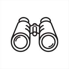 Simple line art icon of binoculars for travel and exploration