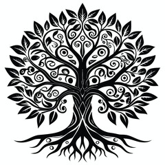 Tribal Tree of Life Vector Set Isolated on White Background