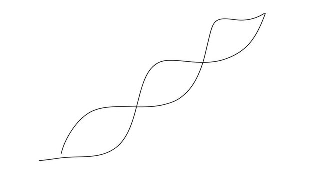 Animated self drawing of continuous line draw DNA. Full length one line animation. 4K	