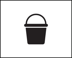 bucket silhouette flat icon black on white vector