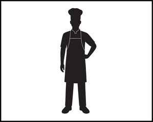 chef silhouette with hat and apron in black vector